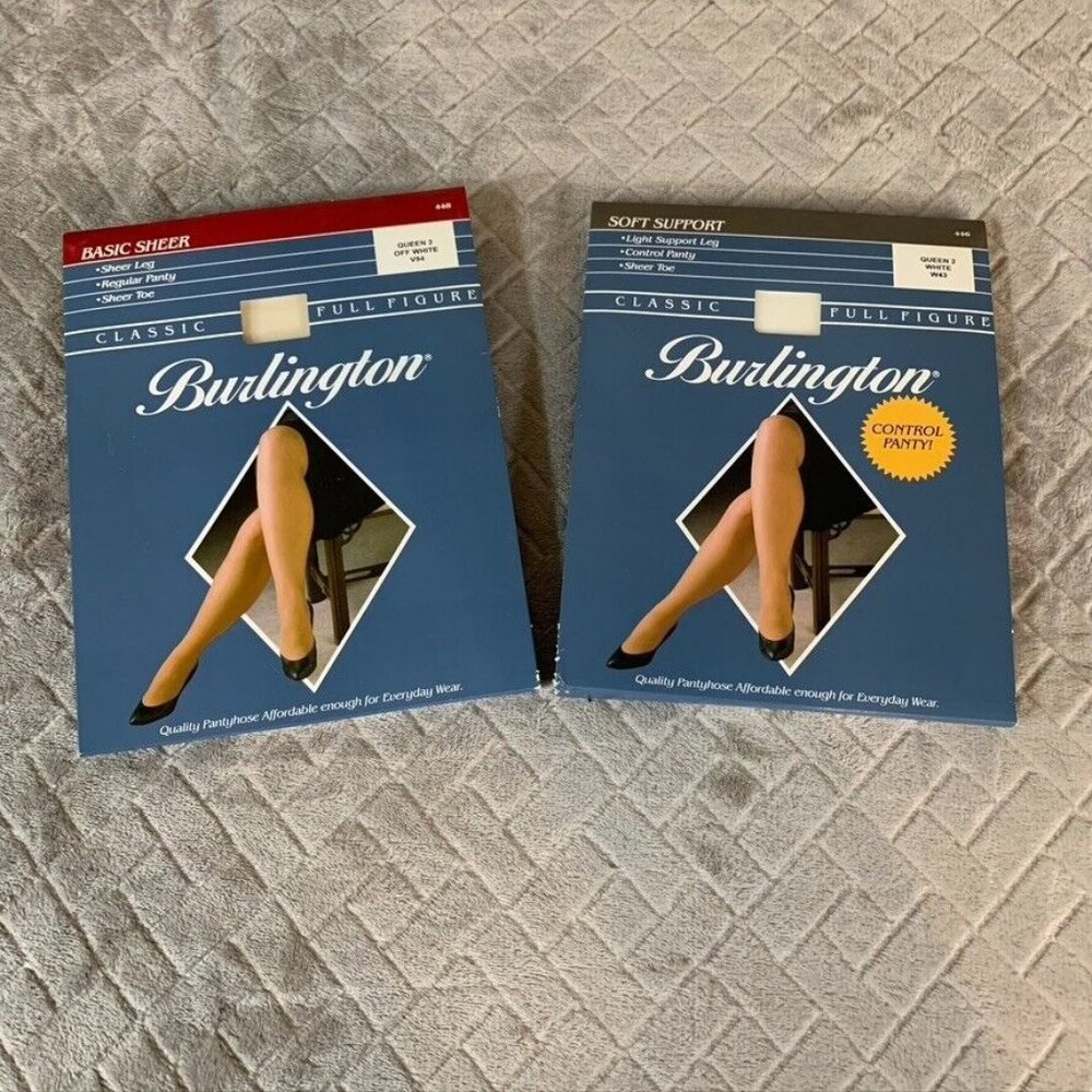 Burlington Panty Hose Stockings White and Off White Bundle of 2 Sheer Size Small